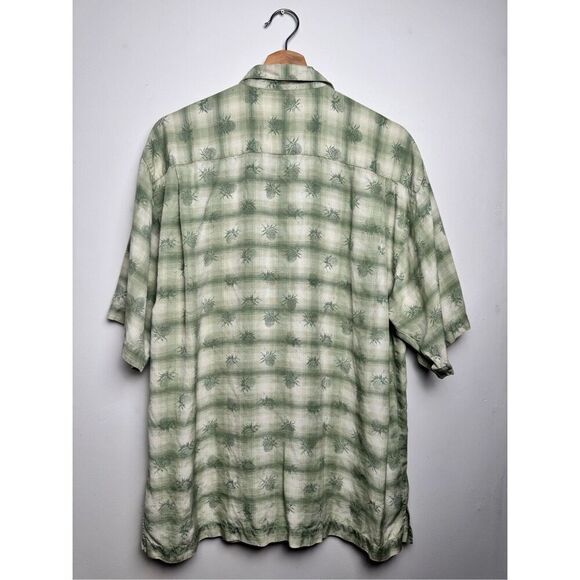 Tommy Bahama Silk Short Sleeve Wood Button‎ Green Pineapple Hawaii Shirt size M - Picture 8 of 15